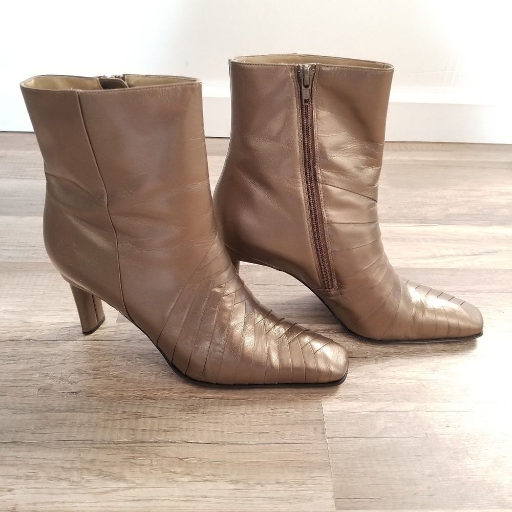 Size 10 - Bronze Real Leather Heeled Boots